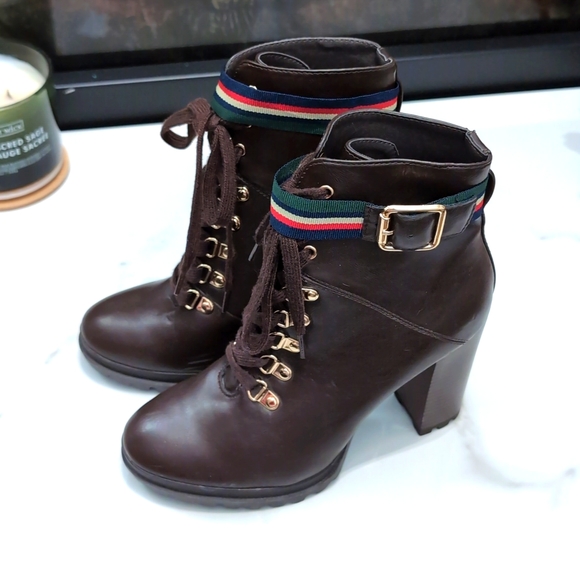 JustFab Deep Brown High Heeled Boots - Picture 2 of 7